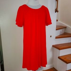 Madewell Texture & Thread tiered sleeve dress in red